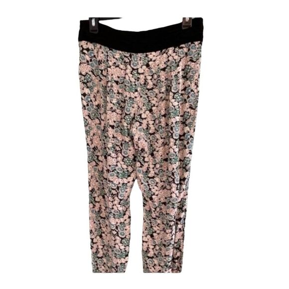 PJK Patterson J Kincaid Floral Print Jogger Track Pants Black Ivory Flowy Knit S - Picture 4 of 9